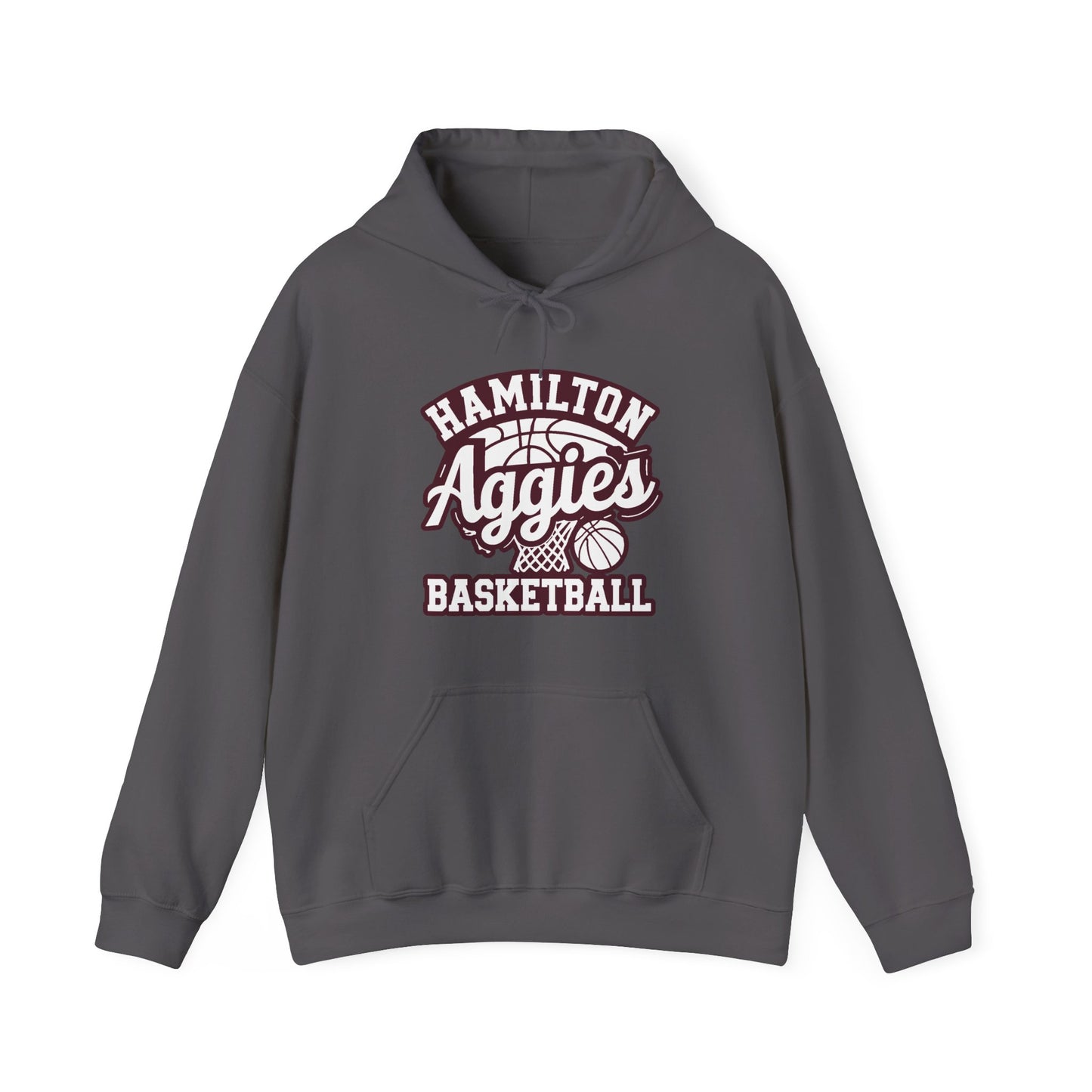 Adult Hoodie Sweatshirt \ Hamilton Aggies Basketball \ HABBG1