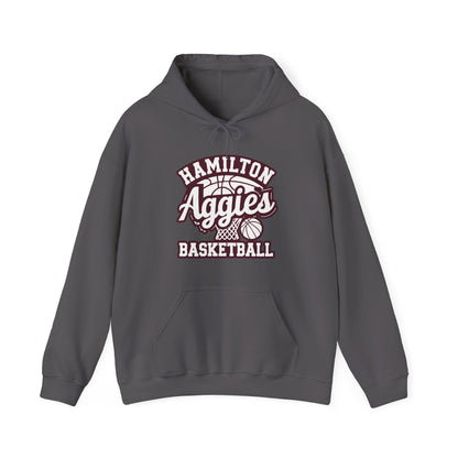 Adult Hoodie Sweatshirt \ Hamilton Aggies Basketball \ HABBG1