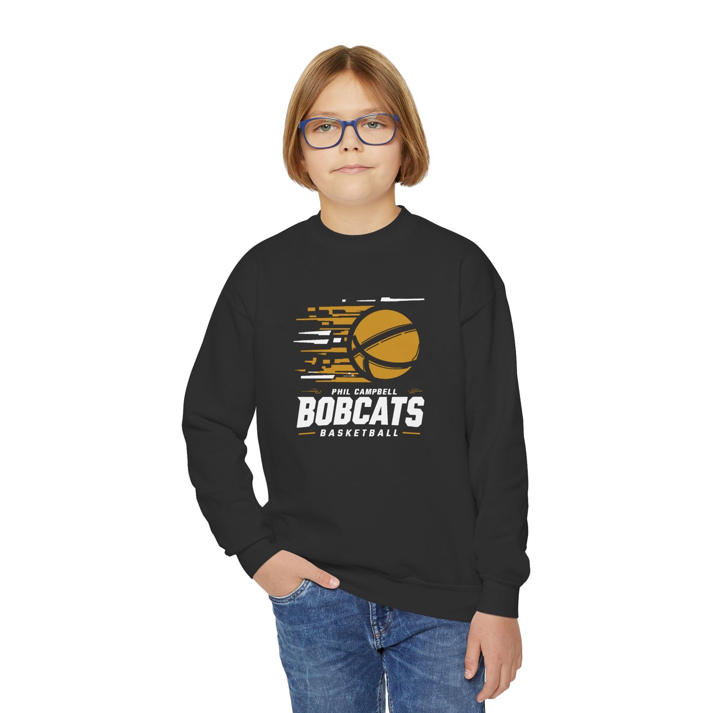 Youth Crewneck Sweatshirt \ Phil Campbell Bobcats Basketball \ PCBBK2