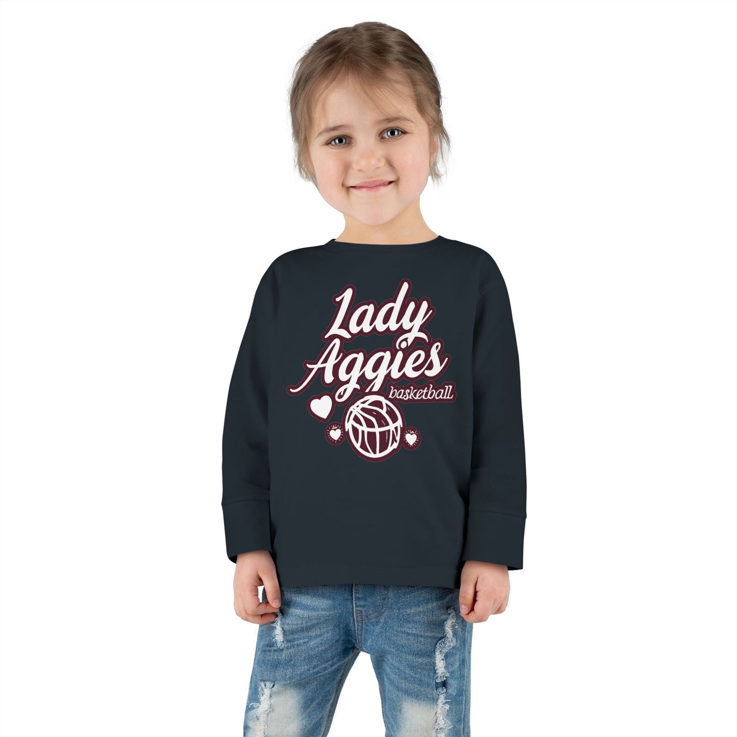 Toddler Long Sleeve Tee \ Hamilton Aggies Basketball \ HABBG2