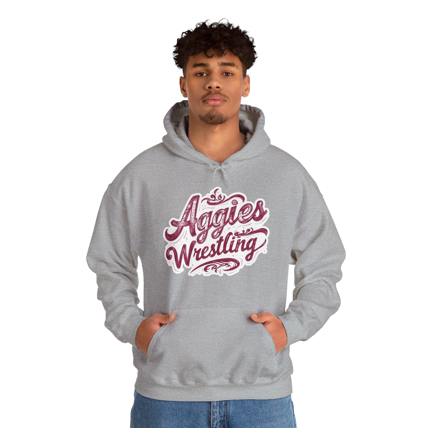 Adult Hoodie Sweatshirt \ Hamilton Aggies Wrestling \ HAWG2