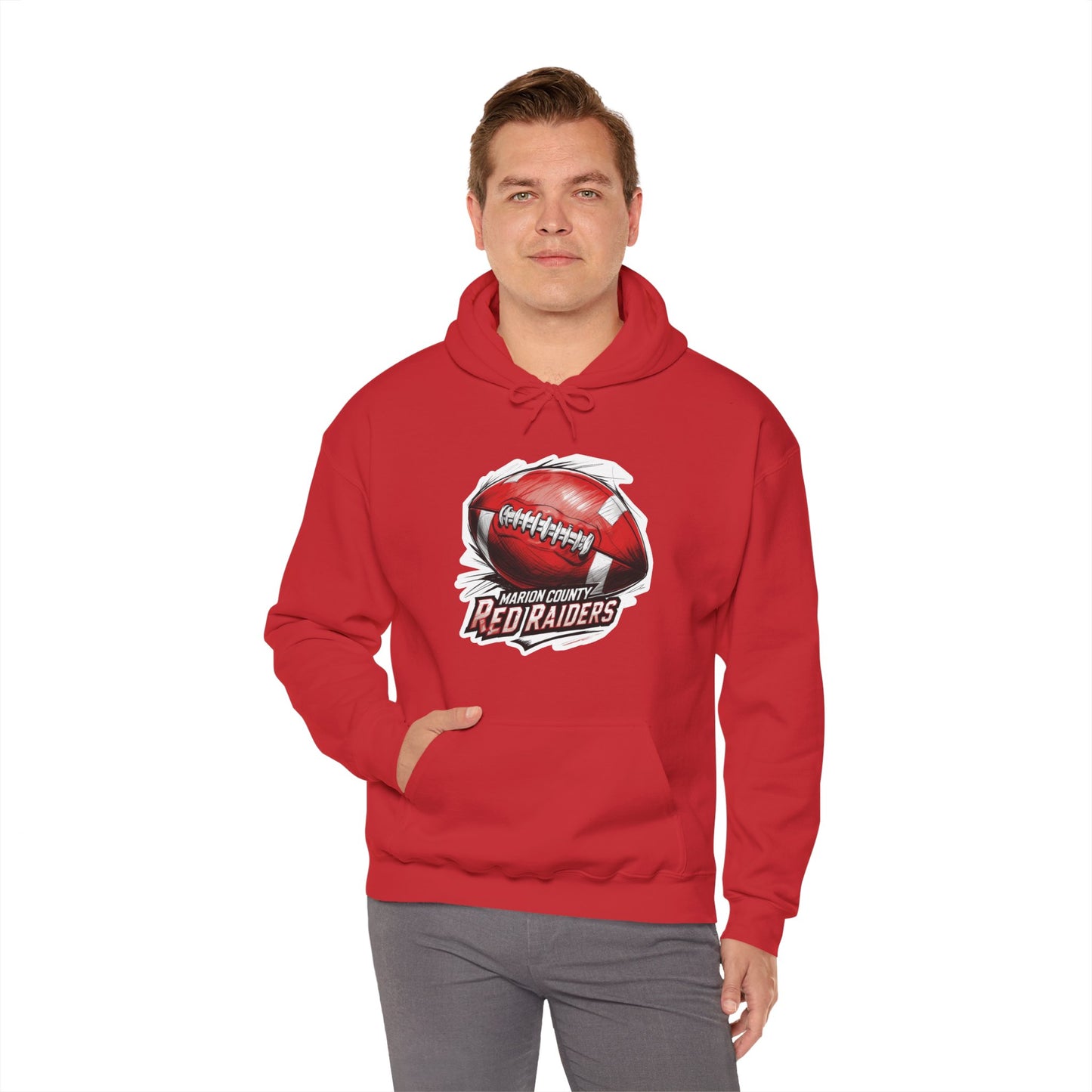 Adult Hoodie Sweatshirt \ Marion County Red Raiders Football \ MCF1