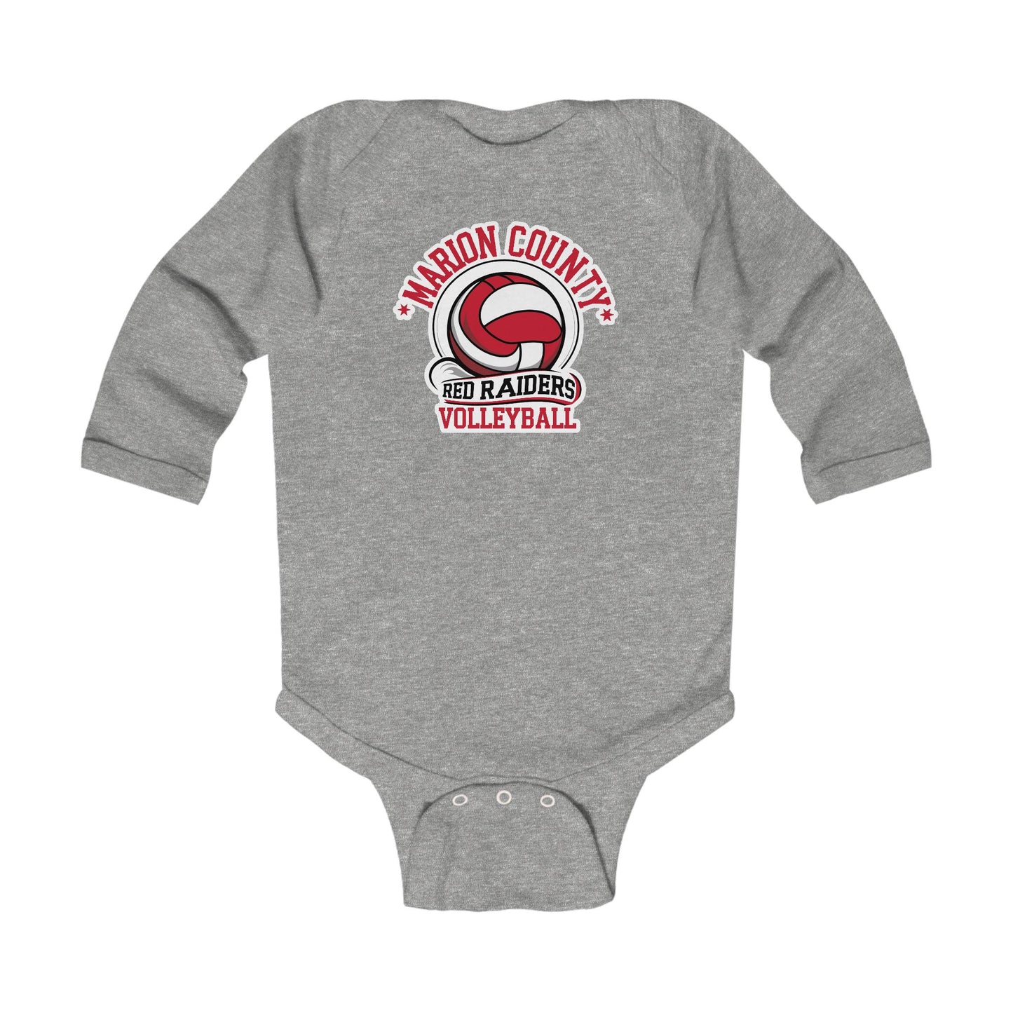 Long Sleeve Baby Bodysuit \ Marion County Red Raiders Volleyball \ MCV1