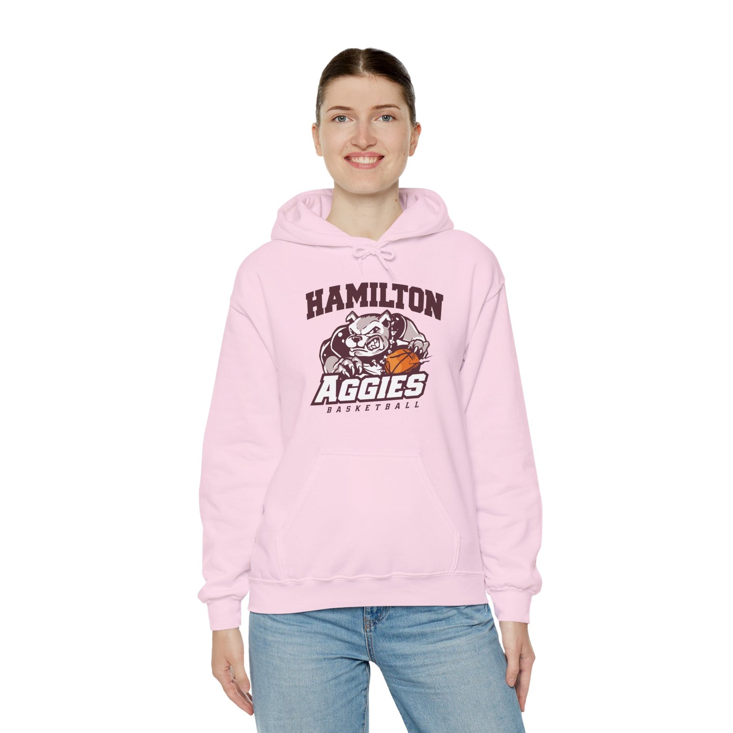 Adult Hoodie Sweatshirt \ Hamilton Aggies Basketball \ HABB1