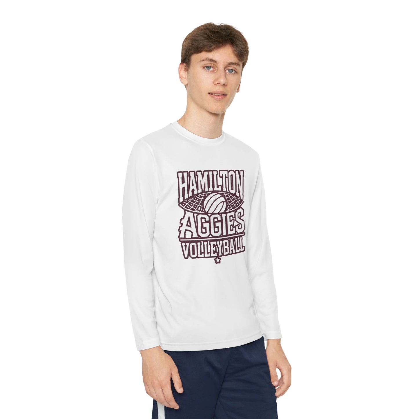 Youth Long Sleeve Tee \ Hamilton Aggies Volleyball \ HAV2