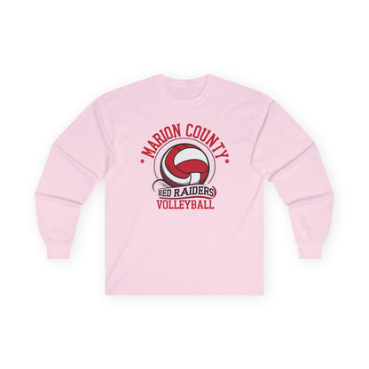 Adult Long Sleeve Tee \ Marion County Red Raiders Volleyball \ MCV1