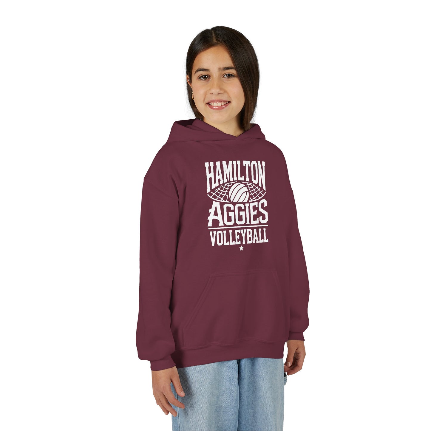 Youth Hoodie Sweatshirt \ Hamilton Aggies Volleyball \ HAV2