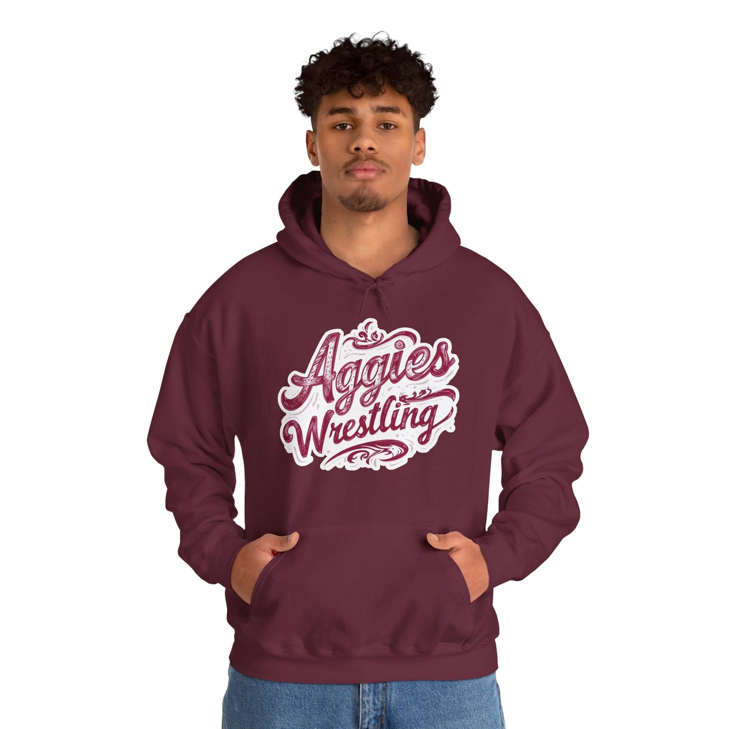 Adult Hoodie Sweatshirt \ Hamilton Aggies Wrestling \ HAWG2