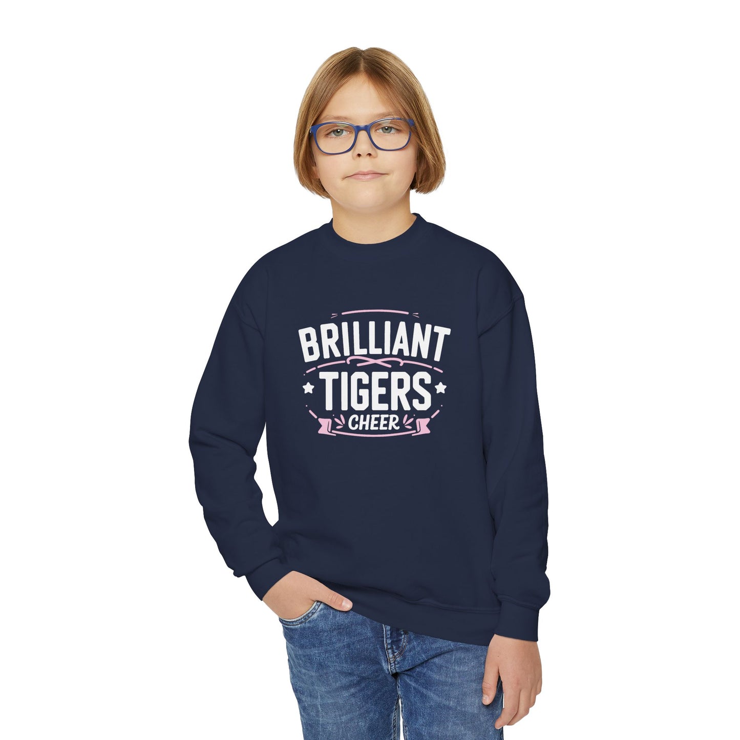 Youth Crewneck Sweatshirt \ Brilliant Tigers Cheer \ BTC2