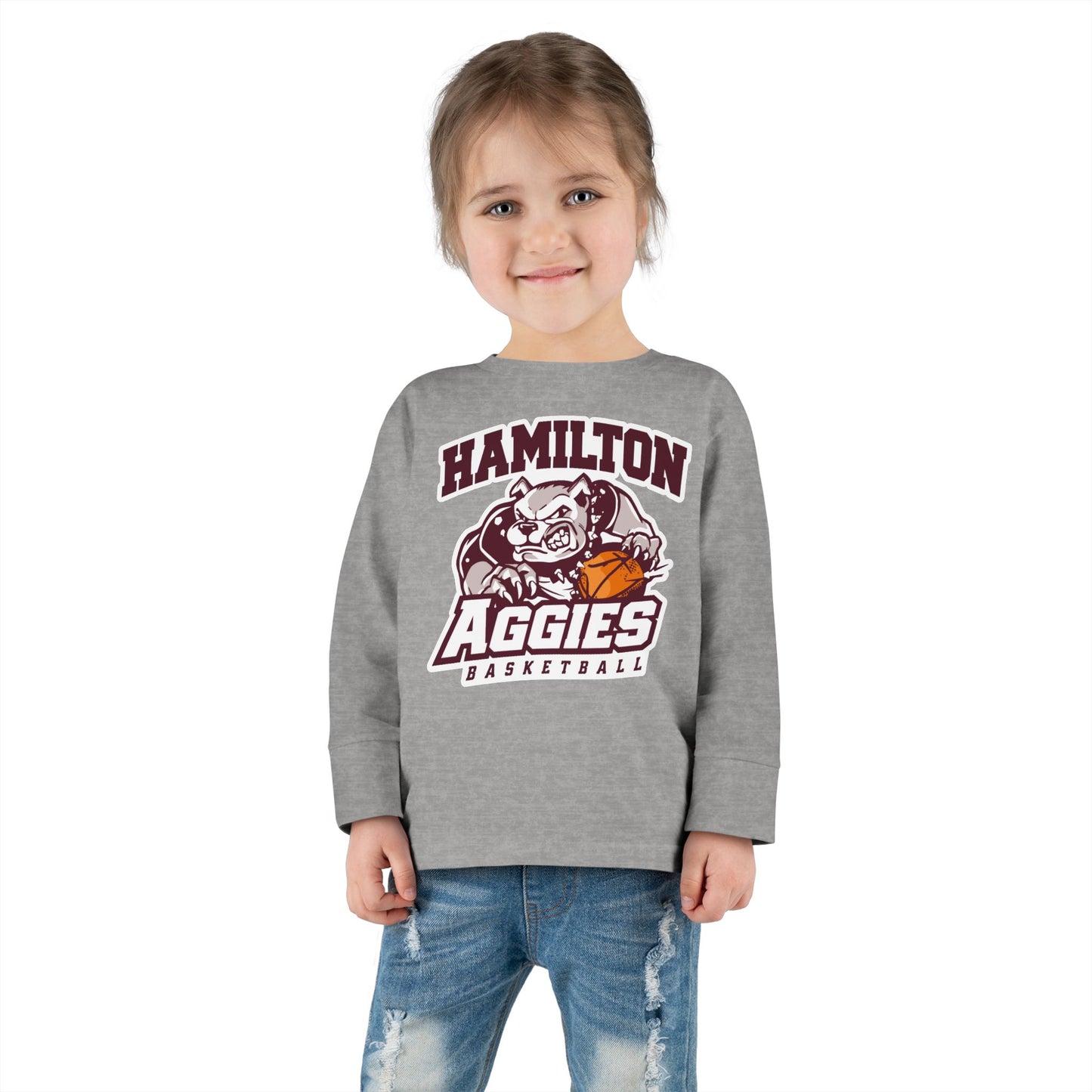 Toddler Long Sleeve Tee \ Hamilton Aggies Basketball \ HABB1