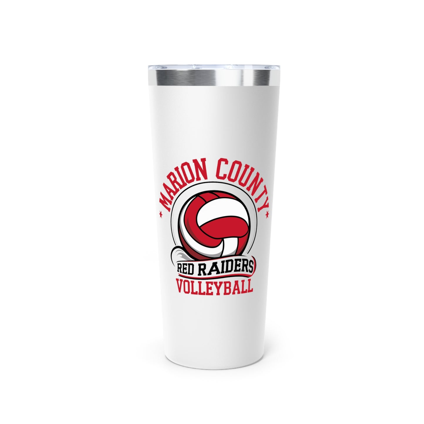 22oz Copper Insulated Tumbler \ Marion County Red Raiders Volleyball \ MCV1