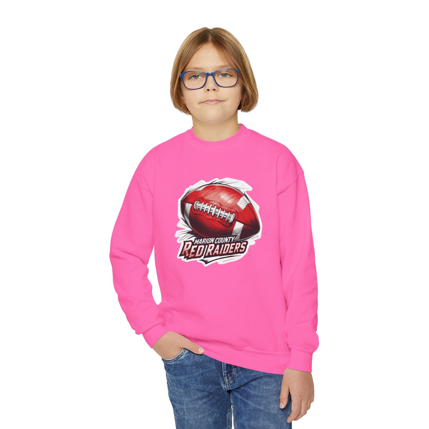 Youth Crewneck Sweatshirt \ Marion County Red Raiders Football \ MCF1