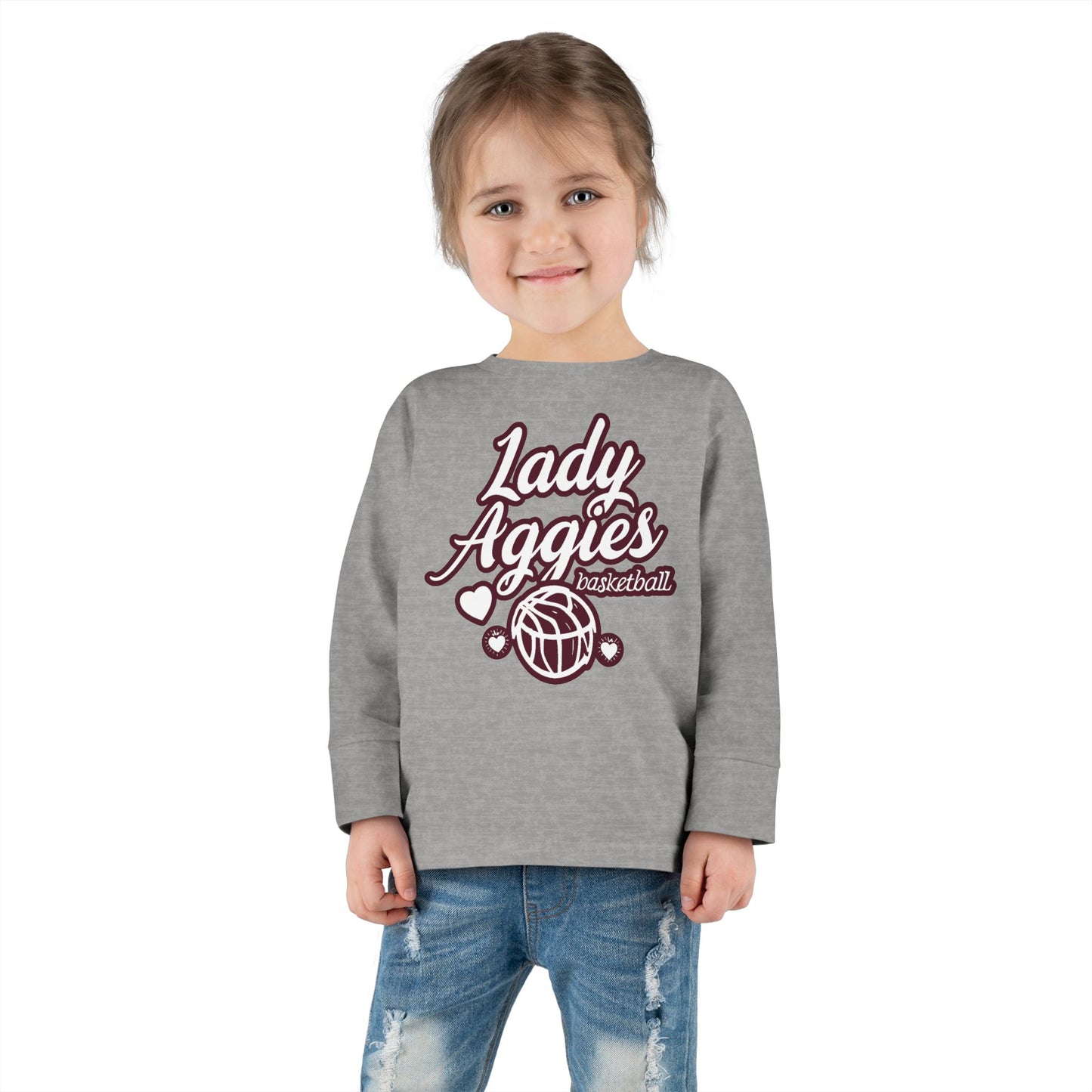 Toddler Long Sleeve Tee \ Hamilton Aggies Basketball \ HABBG2