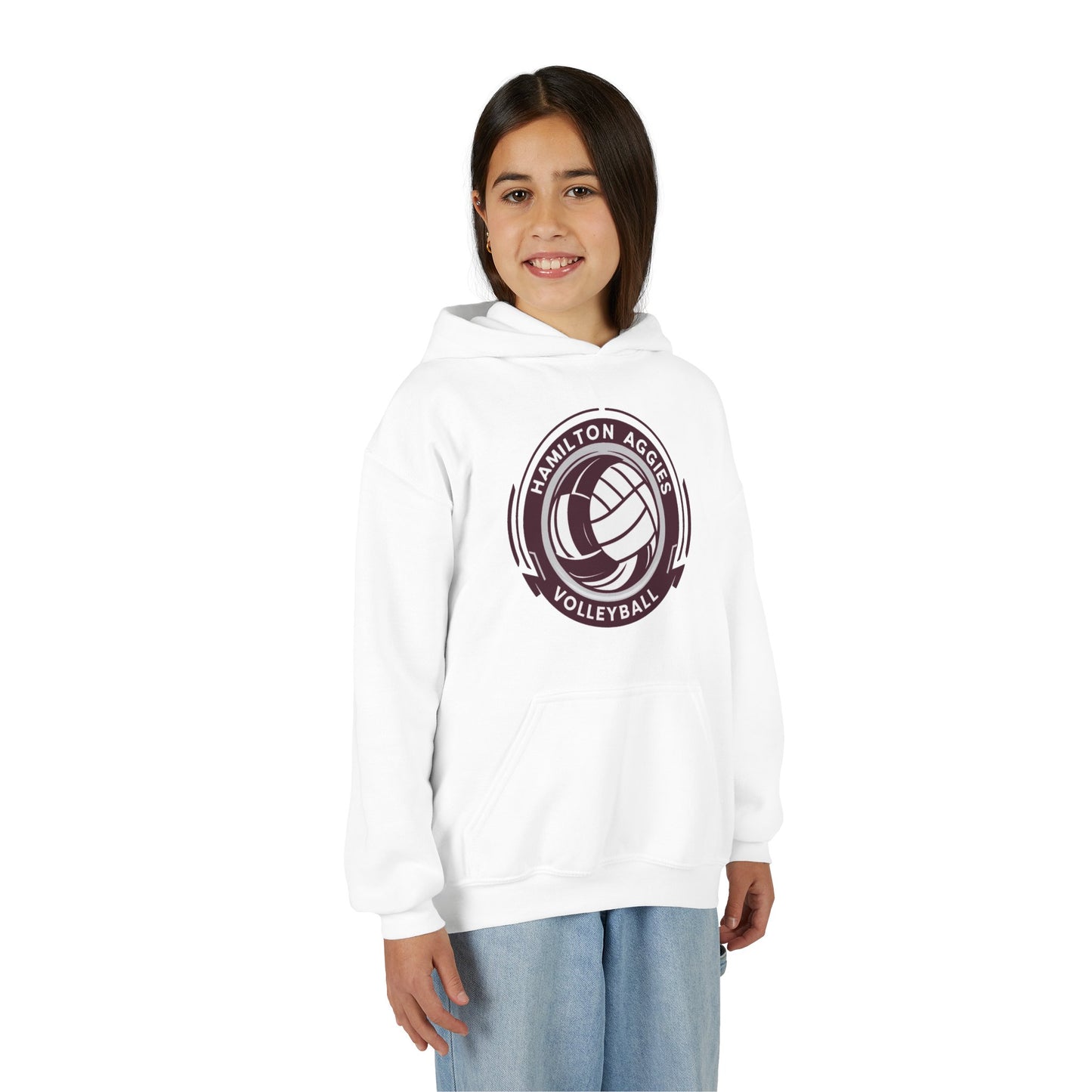 Youth Hoodie Sweatshirt \ Hamilton Aggies Volleyball \ HAV1