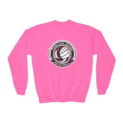 Youth Crewneck Sweatshirt \ Hamilton Aggies Volleyball \ HAV1