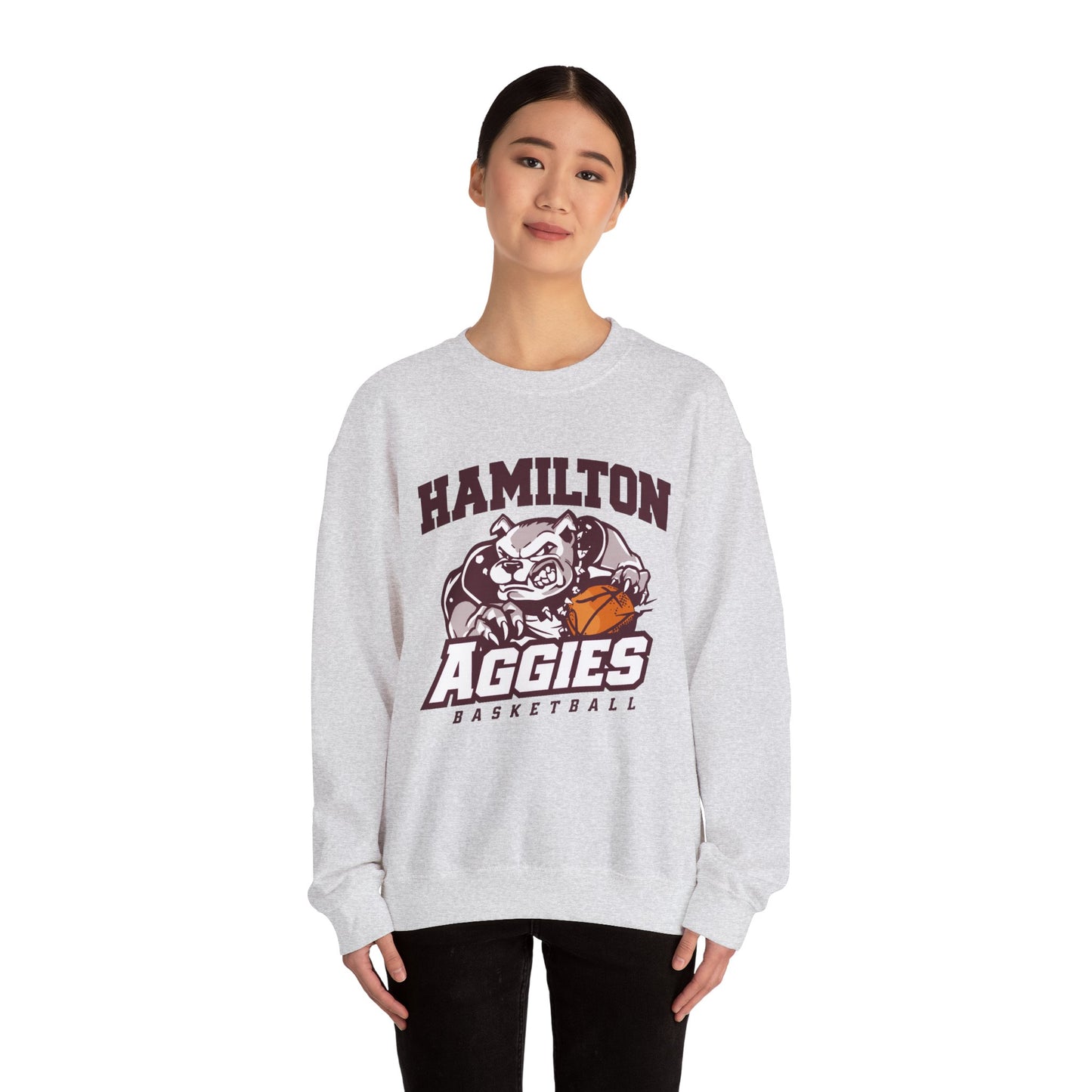 Adult Crewneck Sweatshirt \ Hamilton Aggies Basketball \ HABK1
