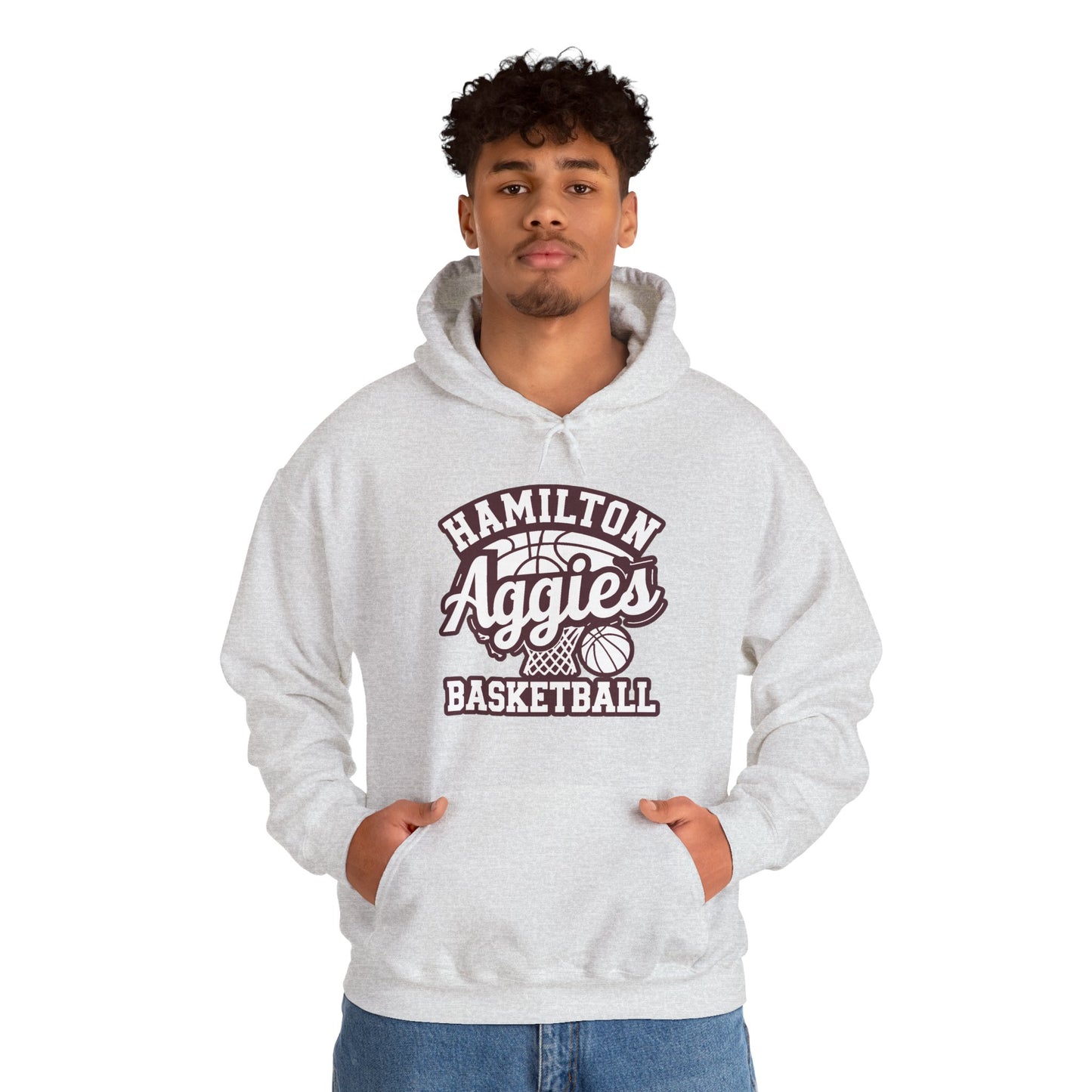 Adult Hoodie Sweatshirt \ Hamilton Aggies Basketball \ HABBG1