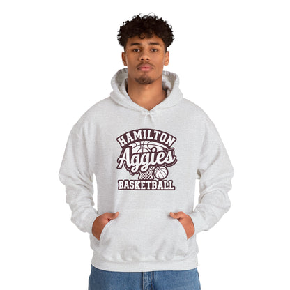 Adult Hoodie Sweatshirt \ Hamilton Aggies Basketball \ HABBG1