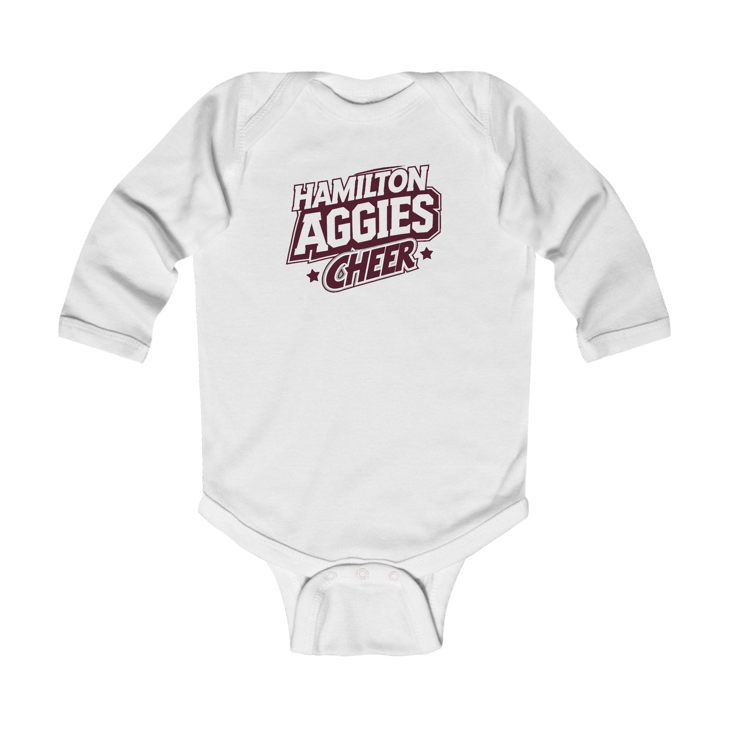 Long Sleeve Baby Bodysuit \ Hamilton Aggies Cheer \ HAC1