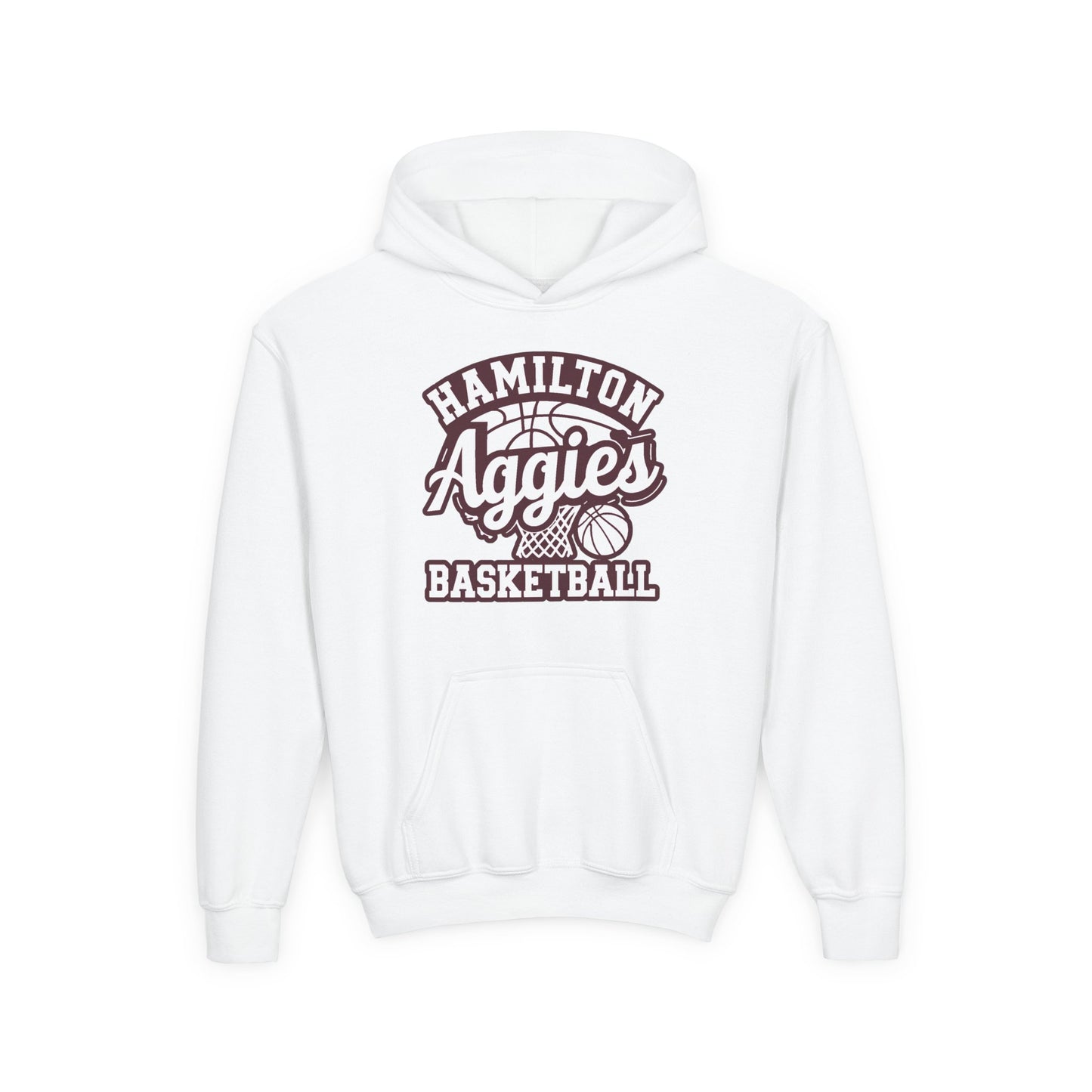 Youth Hoodie Sweatshirt \ Hamilton Aggies Basketball \ HABBG1