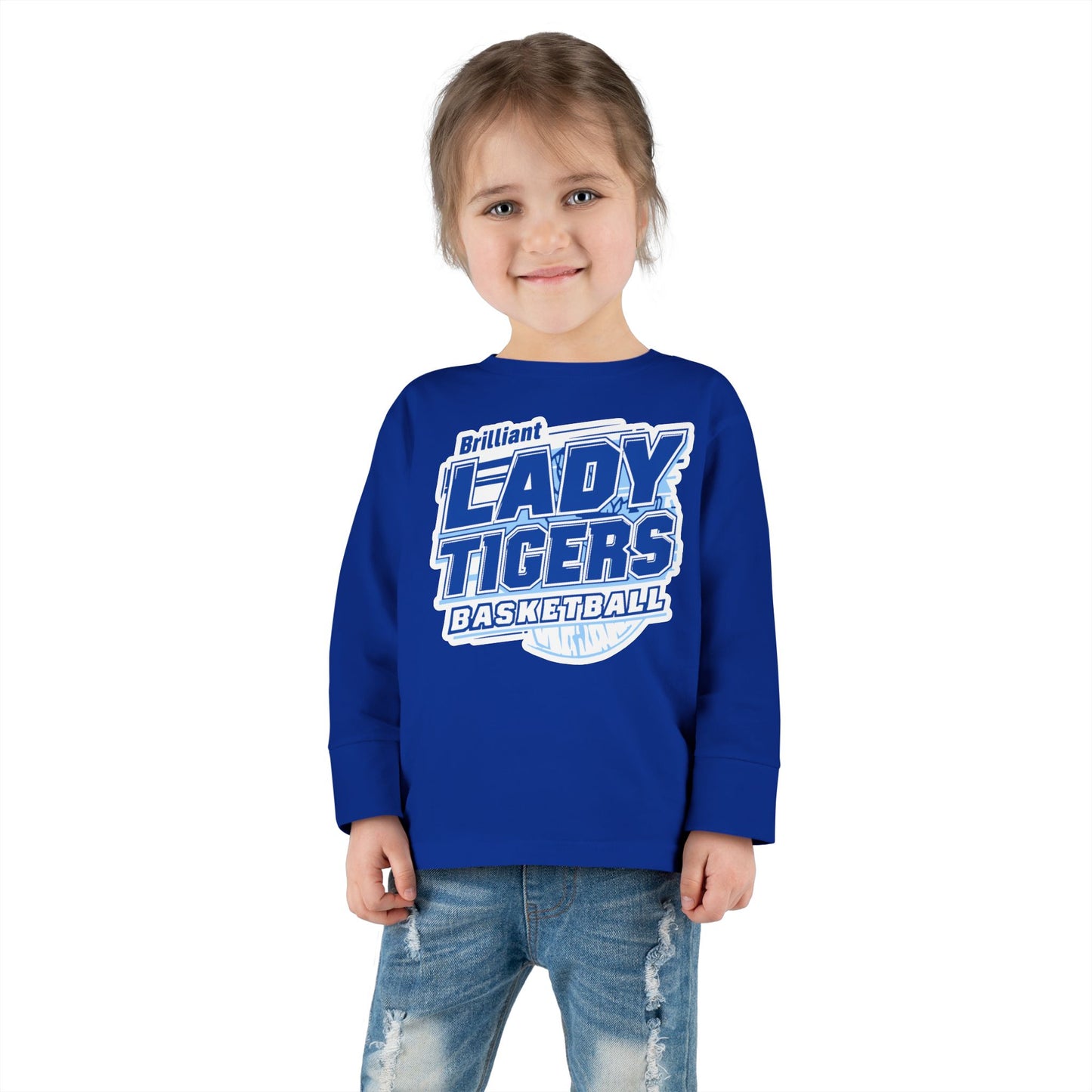 Toddler Long Sleeve Tee \ Brilliant Tigers Basketball \ BTBKG2