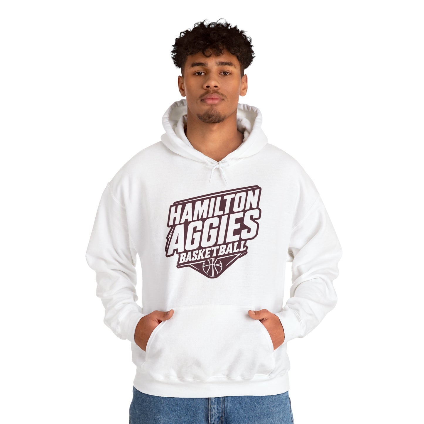 Adult Hoodie Sweatshirt \ Hamilton Aggies Basketball \ HABB2