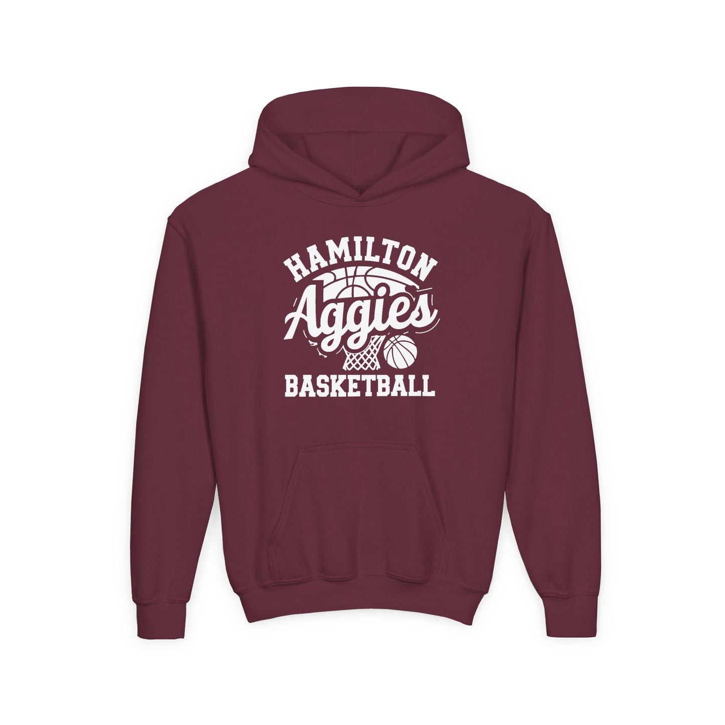 Youth Hoodie Sweatshirt \ Hamilton Aggies Basketball \ HABBG1