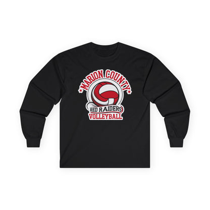Adult Long Sleeve Tee \ Marion County Red Raiders Volleyball \ MCV1