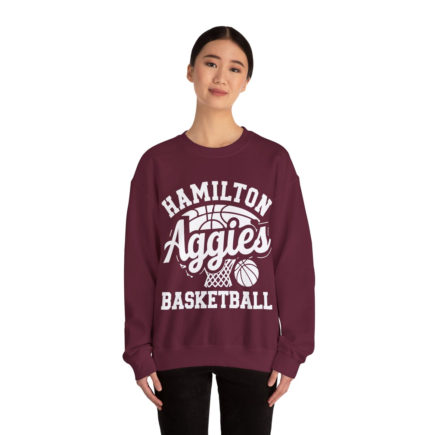 Adult Crewneck Sweatshirt \ Hamilton Aggies Basketball \ HABBG1