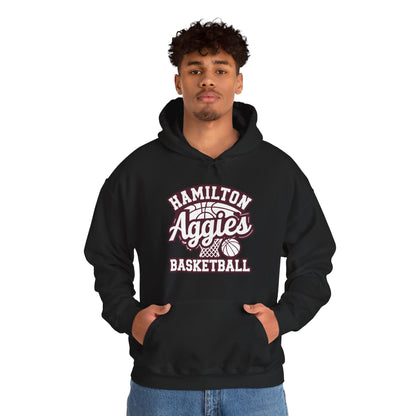 Adult Hoodie Sweatshirt \ Hamilton Aggies Basketball \ HABBG1