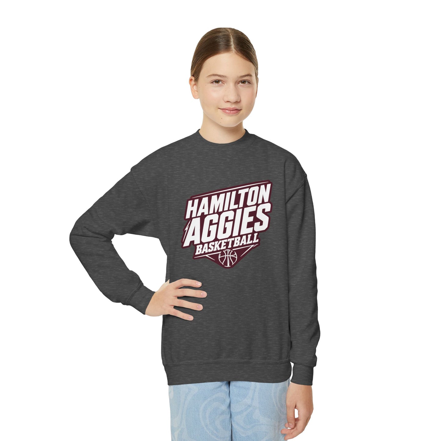 Youth Crewneck Sweatshirt \ Hamilton Aggies Basketball \ HABB2