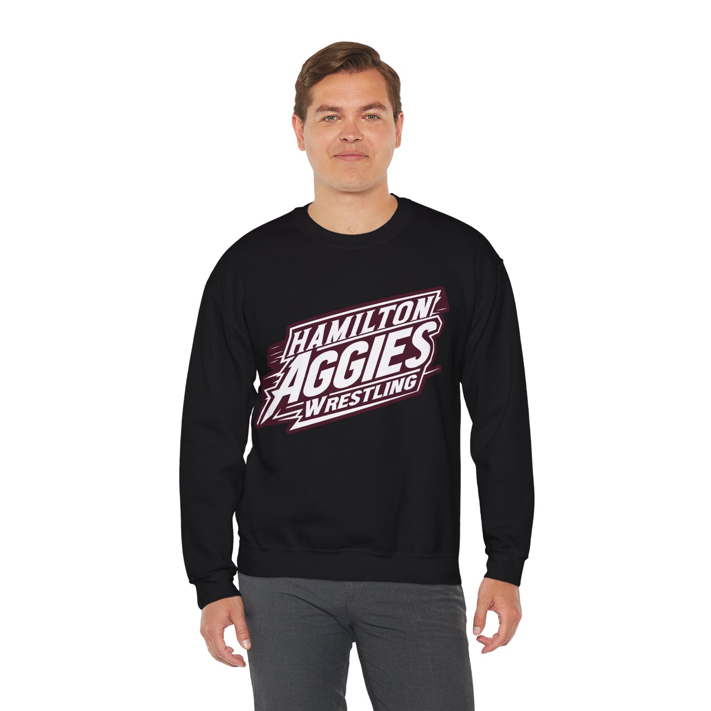 Adult Crewneck Sweatshirt \ Hamilton Aggies Wrestling \ HAW1