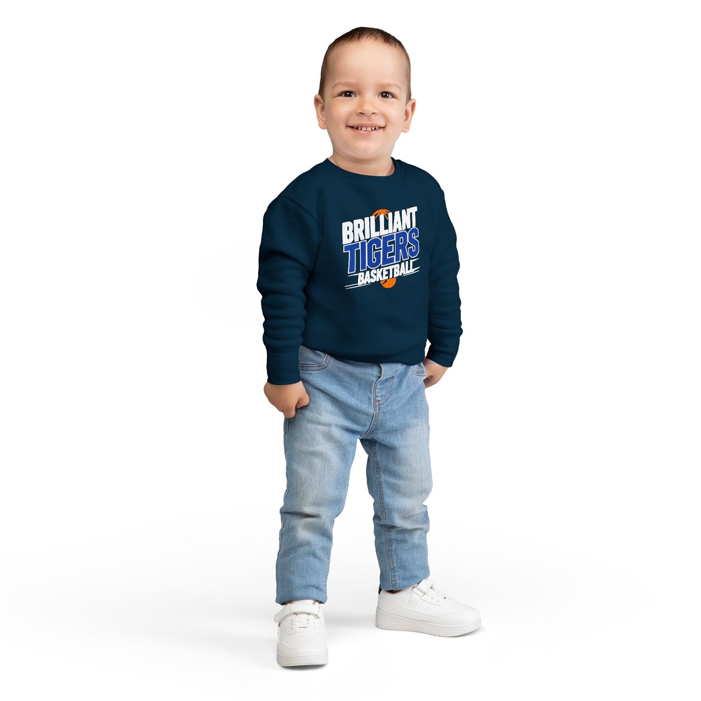 Toddler Crewneck Sweatshirt \ Brilliant Tigers Basketball \ BTBK1