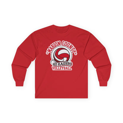 Adult Long Sleeve Tee \ Marion County Red Raiders Volleyball \ MCV1