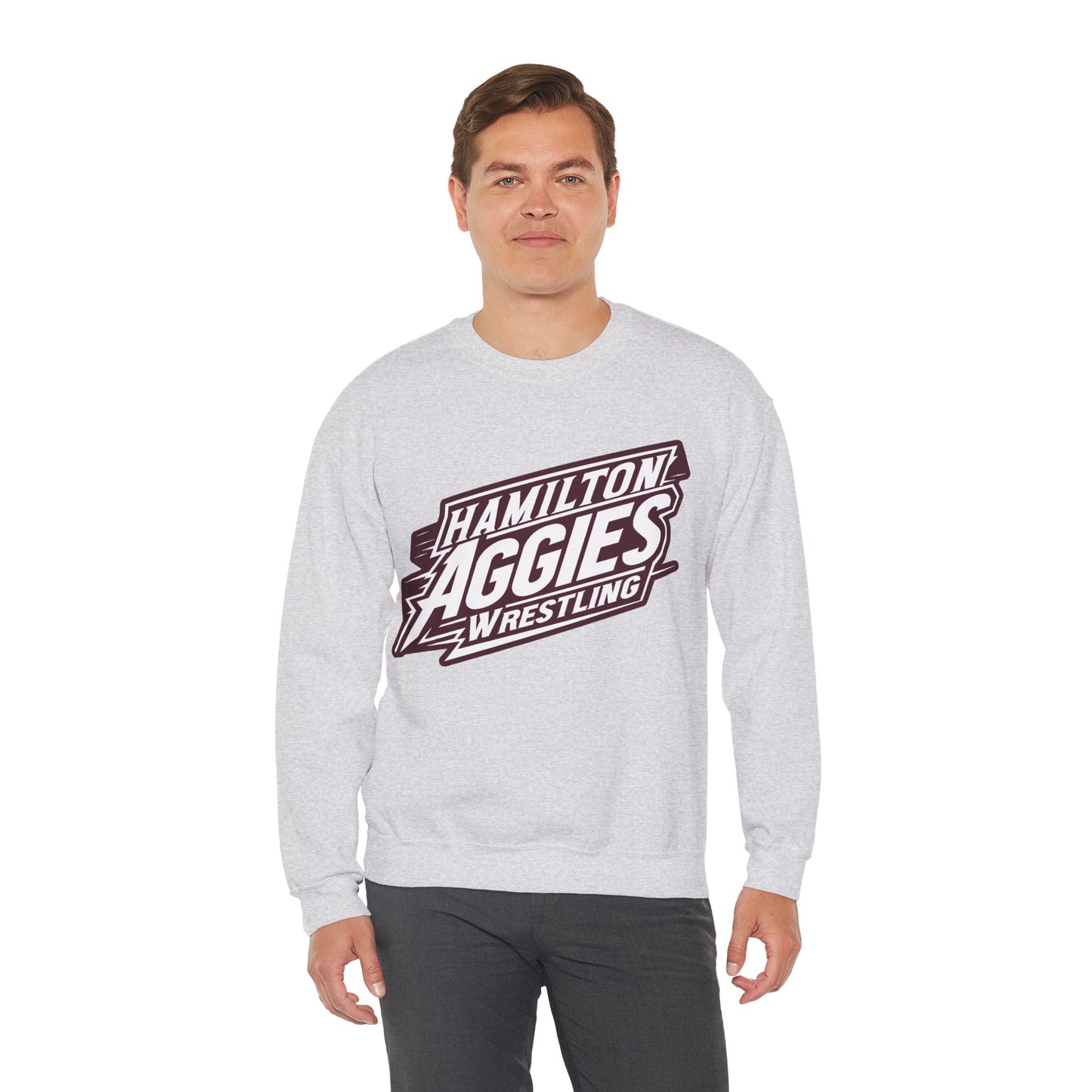 Adult Crewneck Sweatshirt \ Hamilton Aggies Wrestling \ HAW1