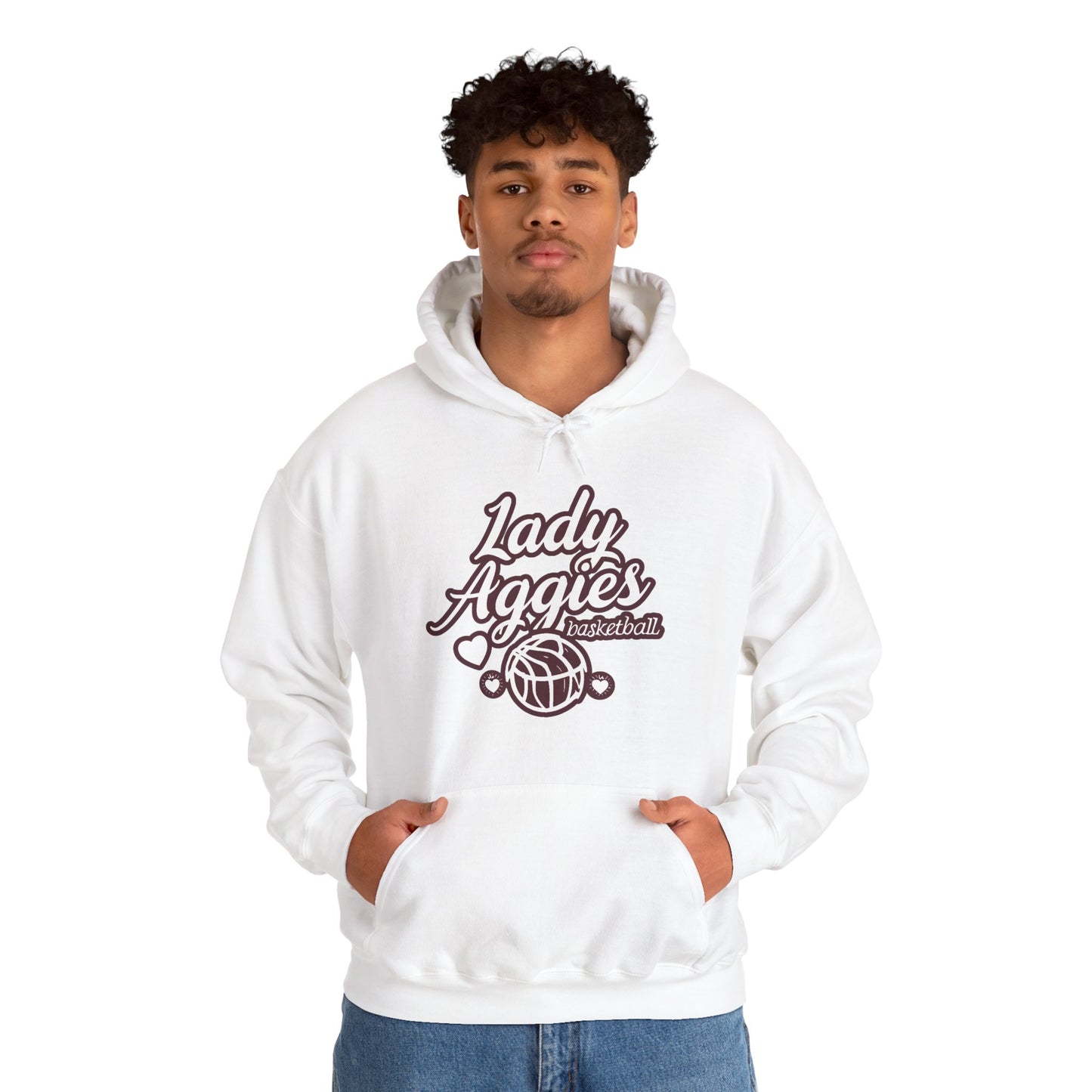 Adult Hoodie Sweatshirt \ Hamilton Aggies Basketball \ HABBG2