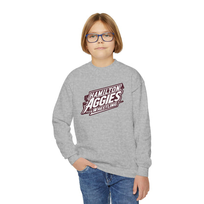 Youth Crewneck Sweatshirt \ Hamilton Aggies Wrestling \ HAW1