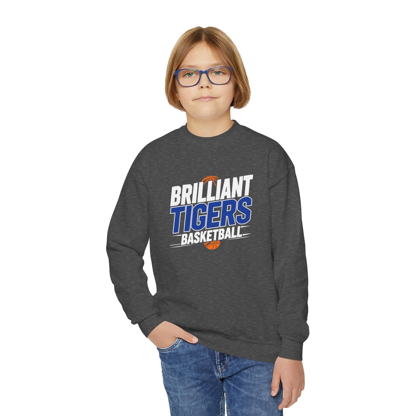 Youth Crewneck Sweatshirt \ Brilliant Tigers Basketball \ BTBK1