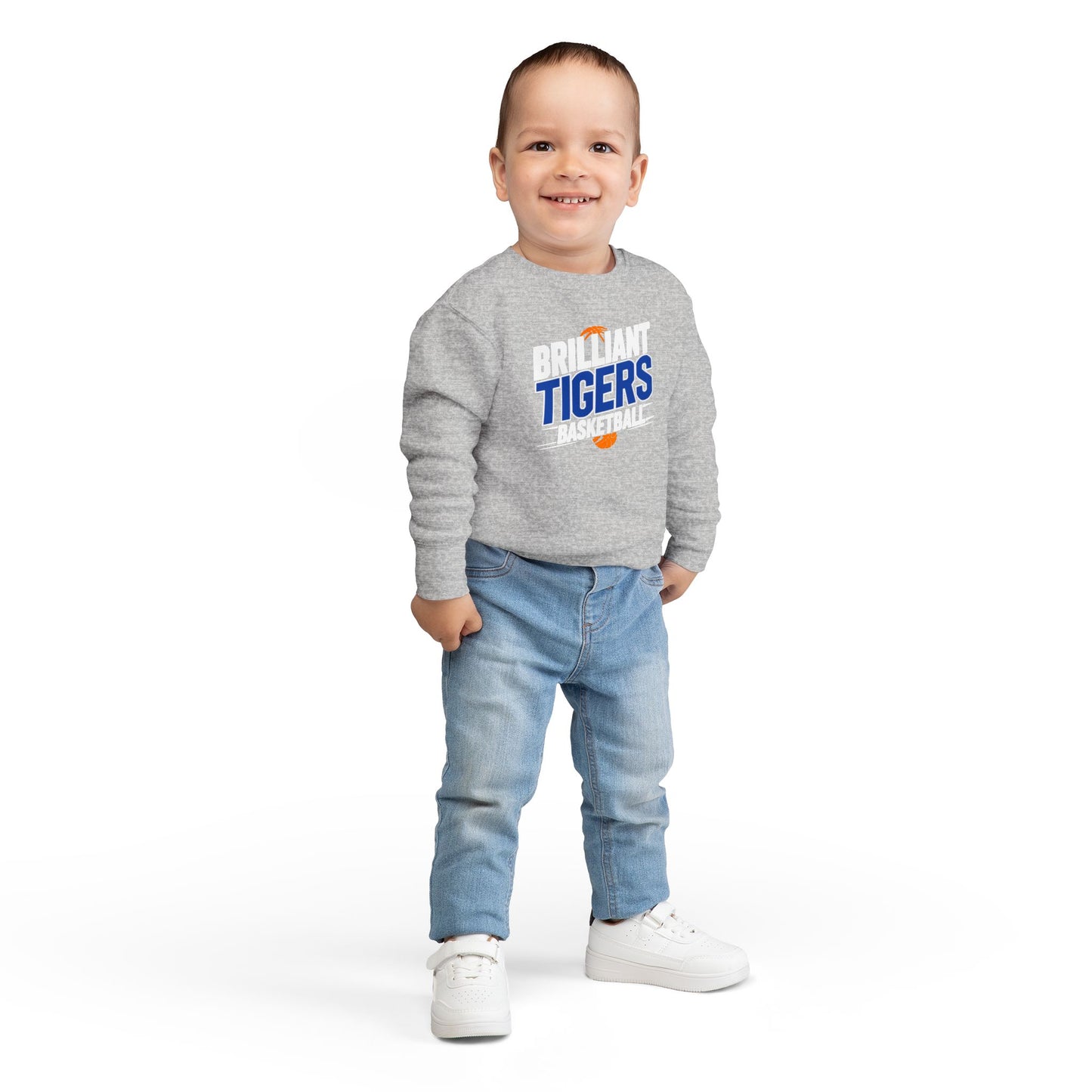Toddler Crewneck Sweatshirt \ Brilliant Tigers Basketball \ BTBK1