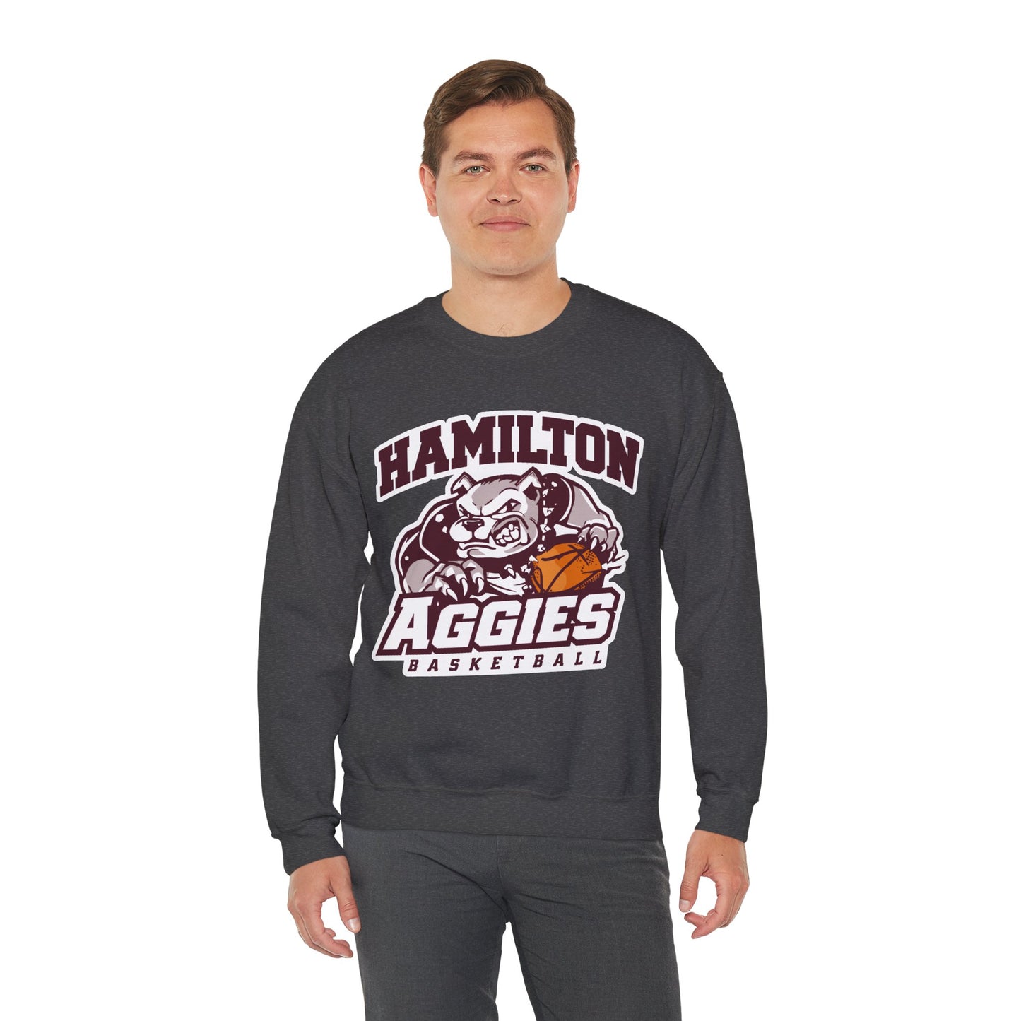 Adult Crewneck Sweatshirt \ Hamilton Aggies Basketball \ HABB1