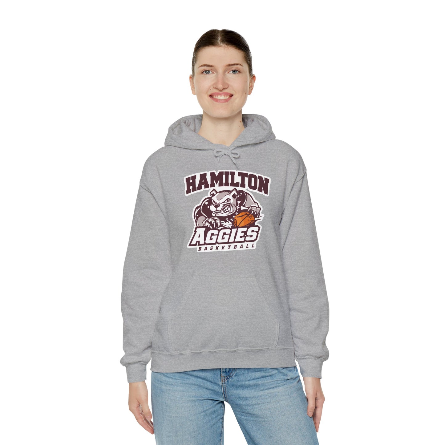 Adult Hoodie Sweatshirt \ Hamilton Aggies Basketball \ HABB1