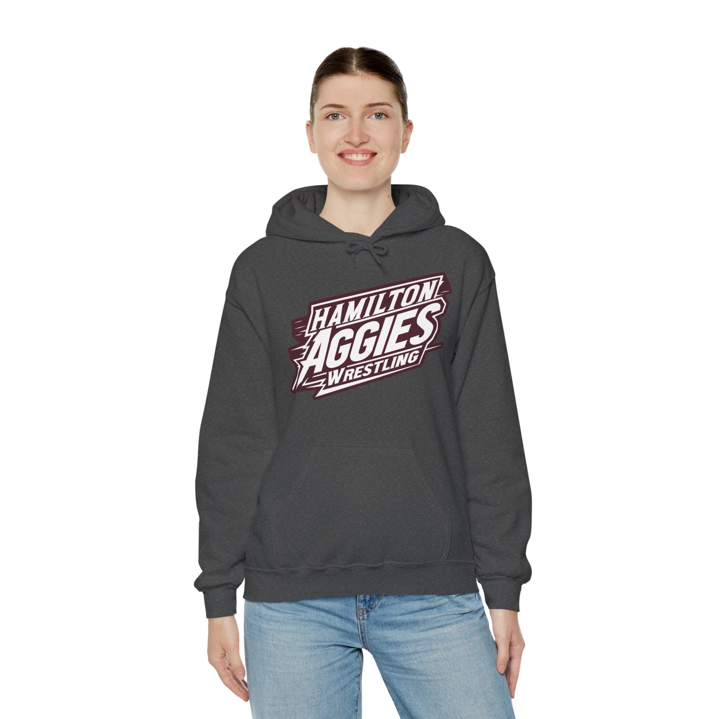 Adult Hoodie Sweatshirt \ Hamilton Aggies Wrestling \ HAW1