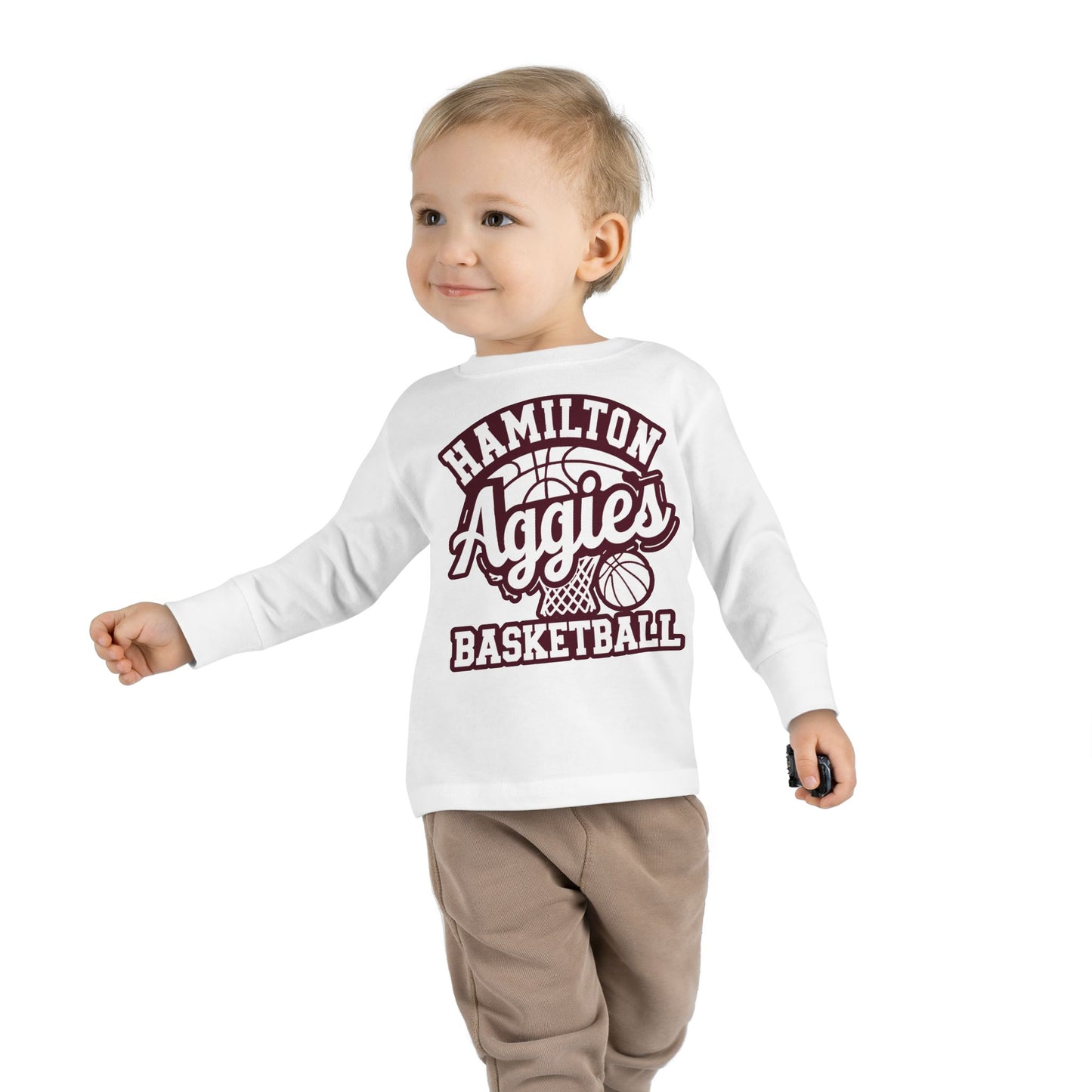 Toddler Long Sleeve Tee \ Hamilton Aggies Basketball \ HABBG1