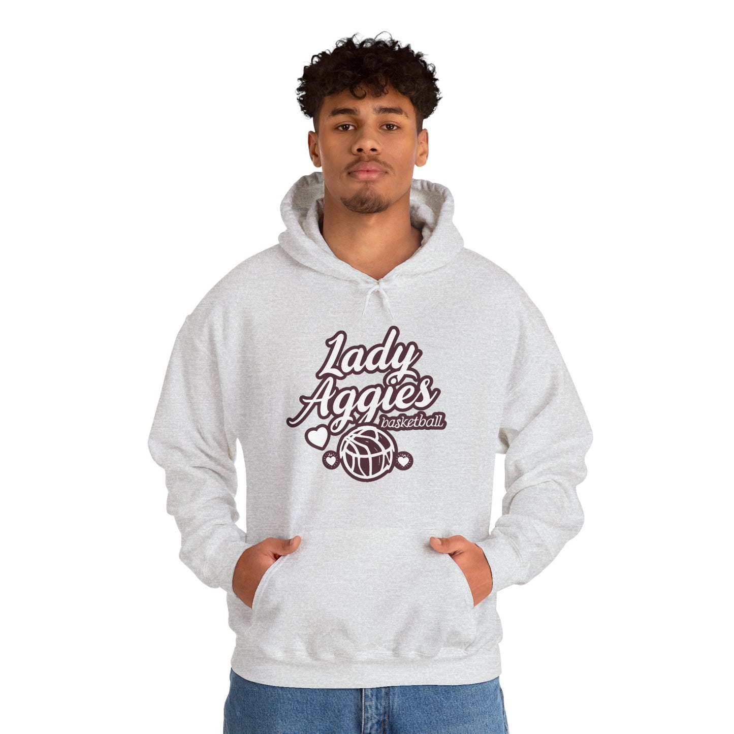 Adult Hoodie Sweatshirt \ Hamilton Aggies Basketball \ HABBG2