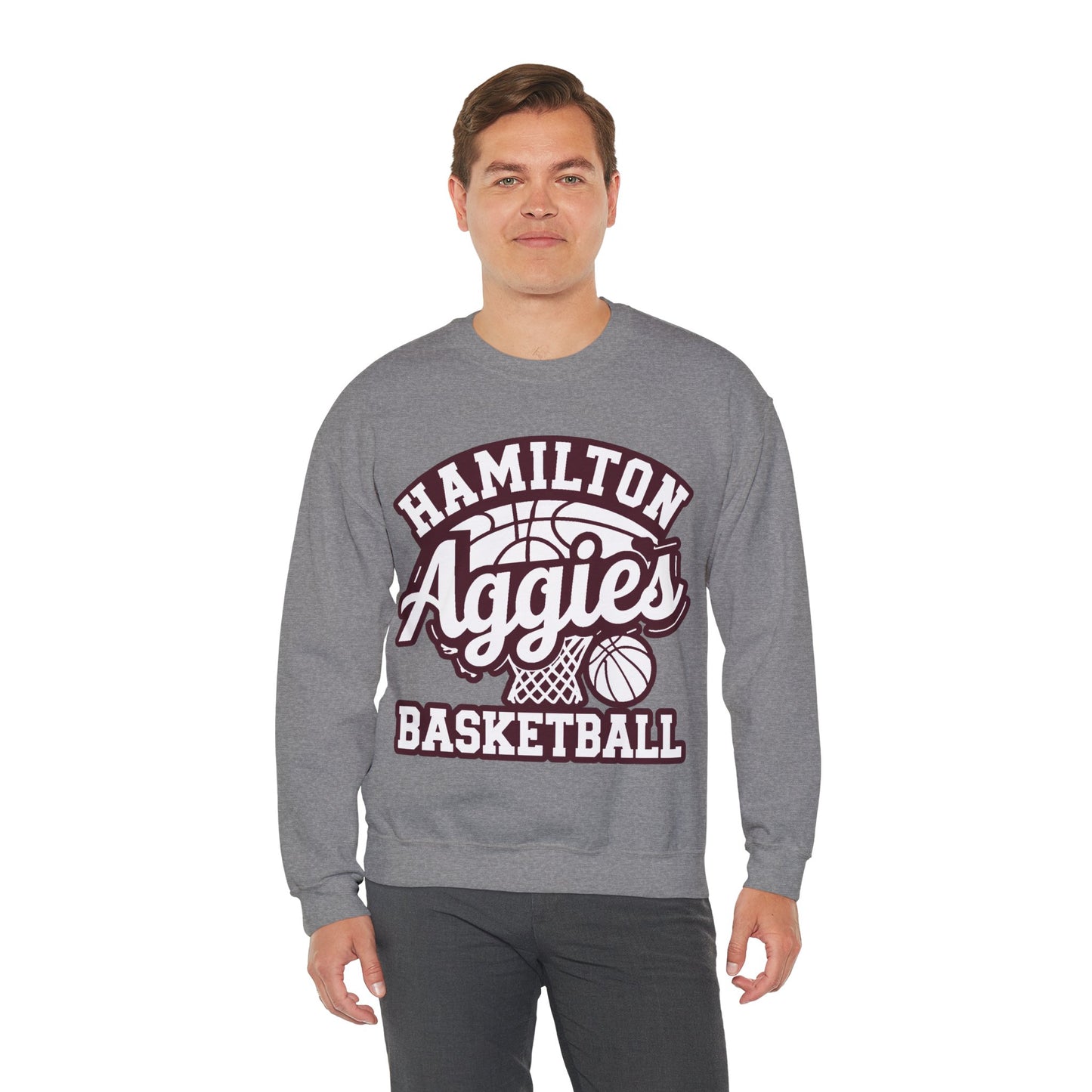 Adult Crewneck Sweatshirt \ Hamilton Aggies Basketball \ HABBG1