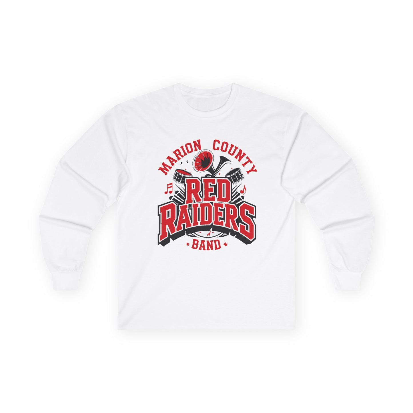 Adult Long Sleeve Tee \ Marion County Red Raiders Band \ MCB2