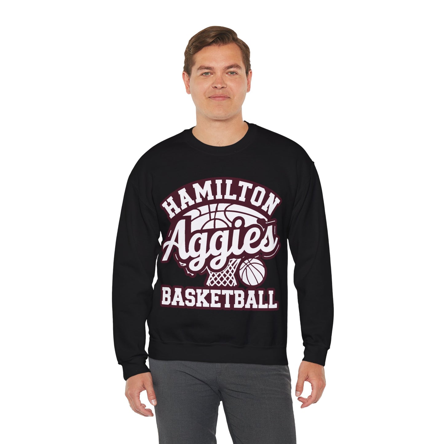 Adult Crewneck Sweatshirt \ Hamilton Aggies Basketball \ HABBG1