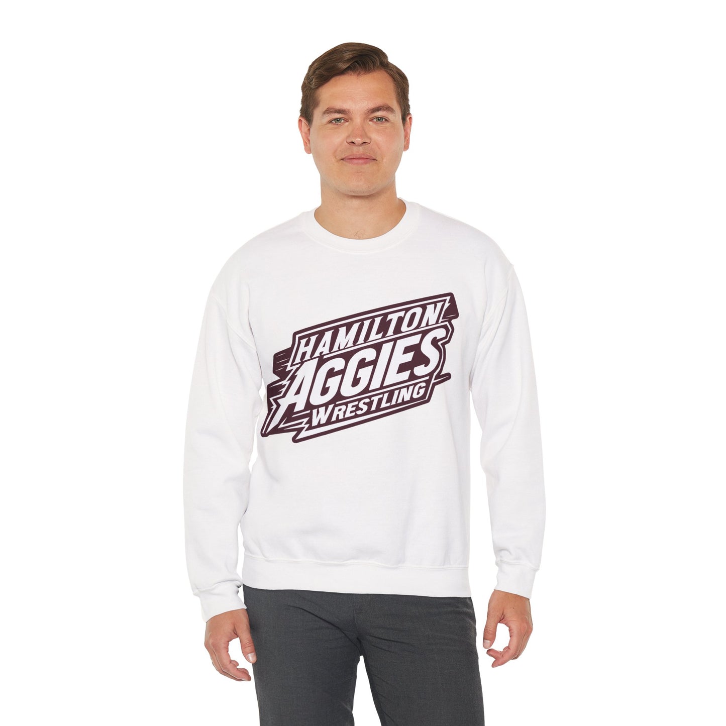Adult Crewneck Sweatshirt \ Hamilton Aggies Wrestling \ HAW1