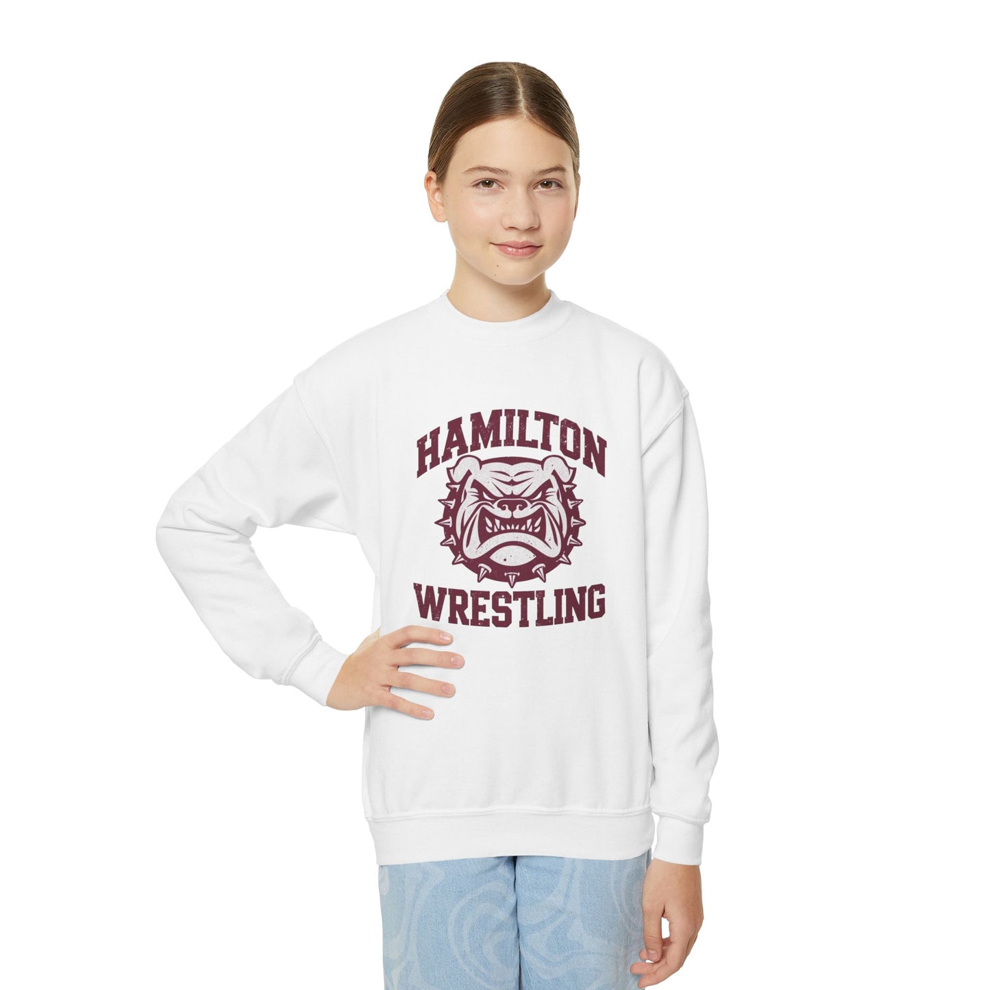 Youth Crewneck Sweatshirt \ Hamilton Aggies Wrestling \ HAW2