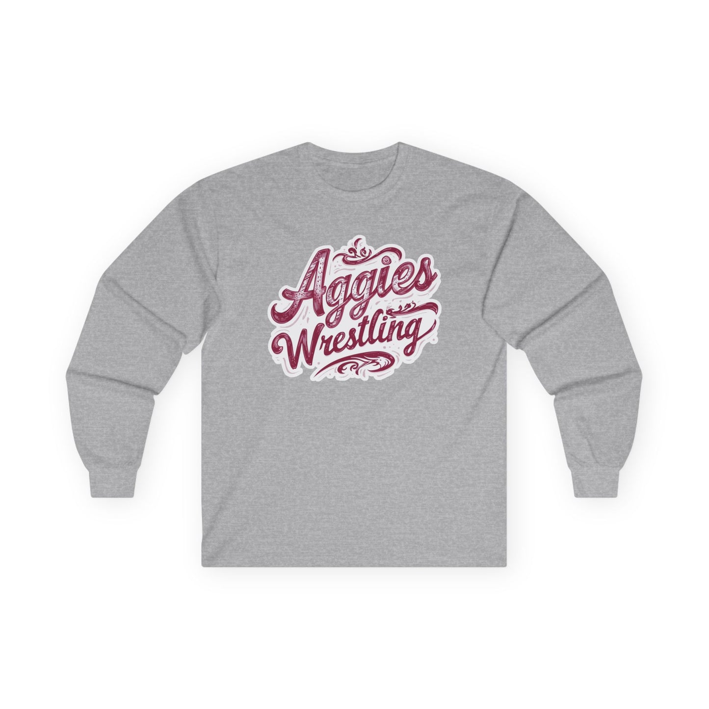 Adult Long Sleeve Tee \ Hamilton Aggies Wrestling \ HAWG2
